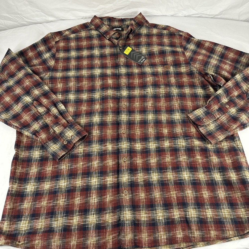 Solaris Flannel 2XT Shirt RUST TAN PLAID Mens Multicolored